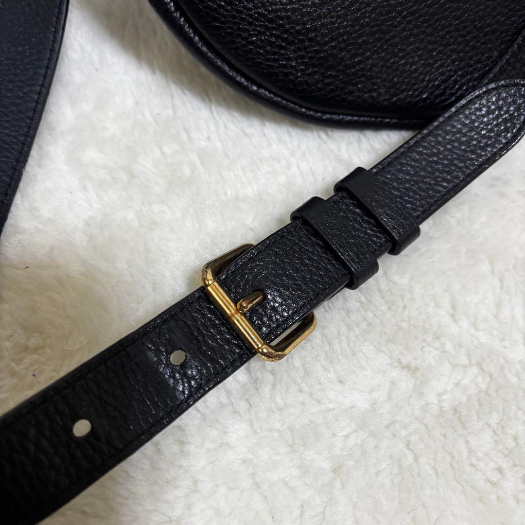 【希少】COACHコーチ　ブラック　レザー　ボディバッグ　ウエストバッグ