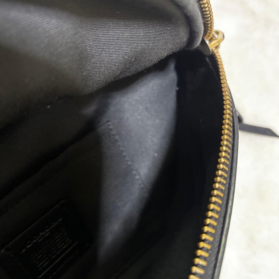 【希少】COACHコーチ　ブラック　レザー　ボディバッグ　ウエストバッグ