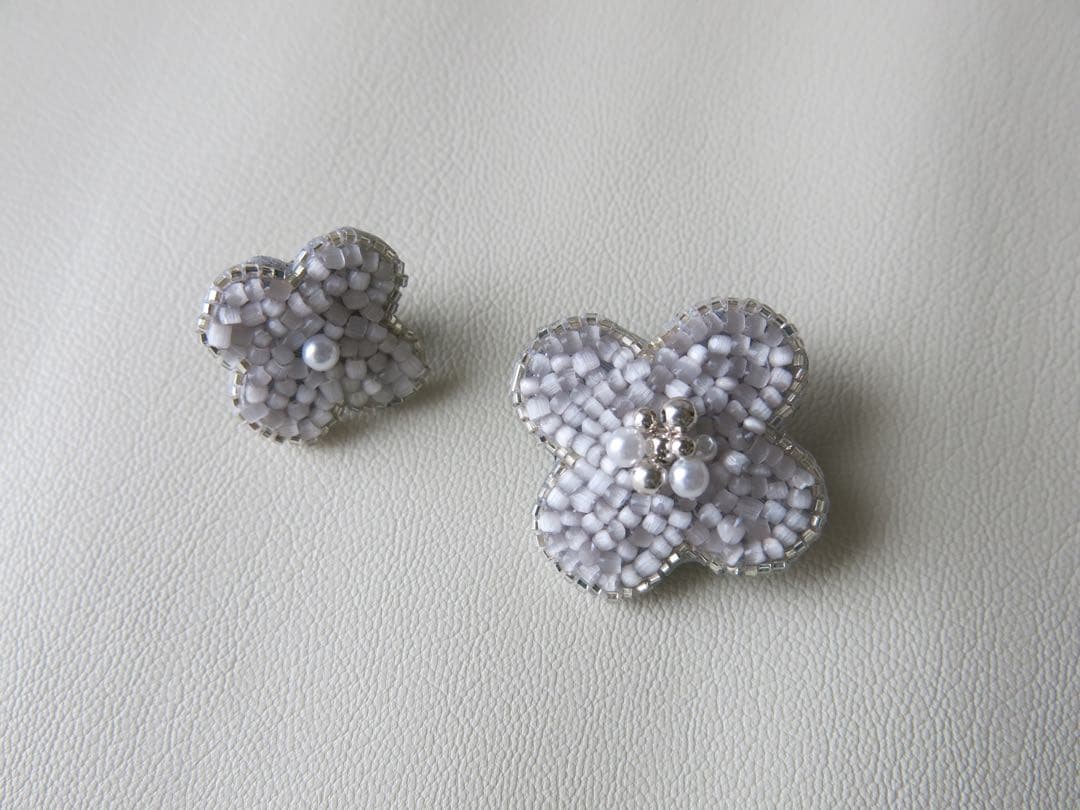 【kaesa】オートクチュール刺繍　トゥシューズ・四つ葉シルバーブローチ