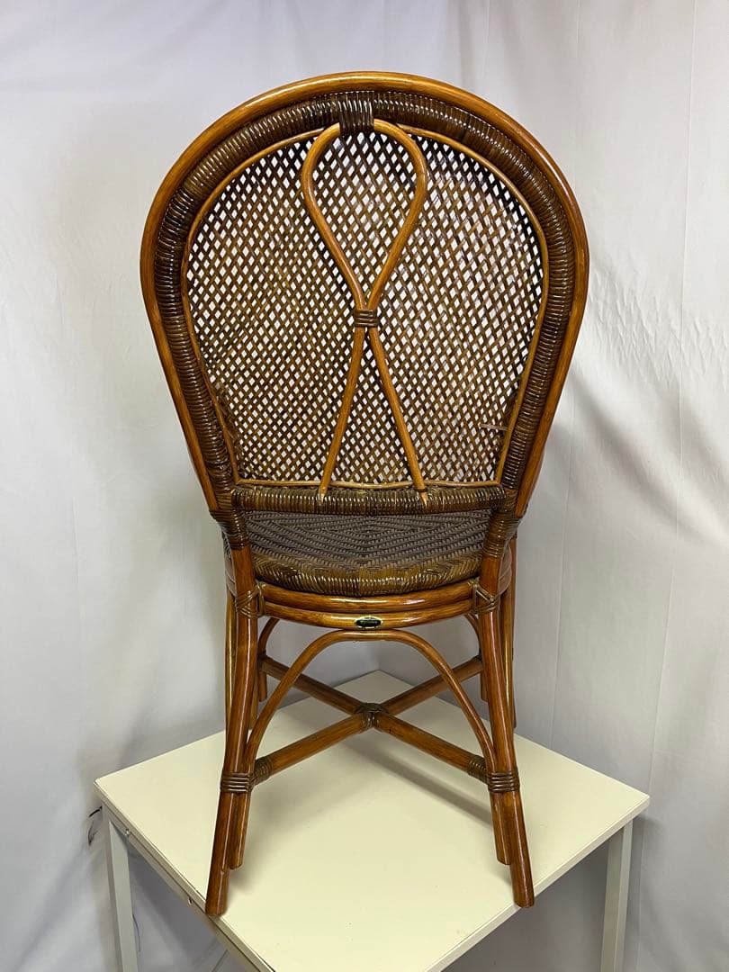 藤の椅子　Kazama ラタンチェア　昭和レトロ 二脚セット