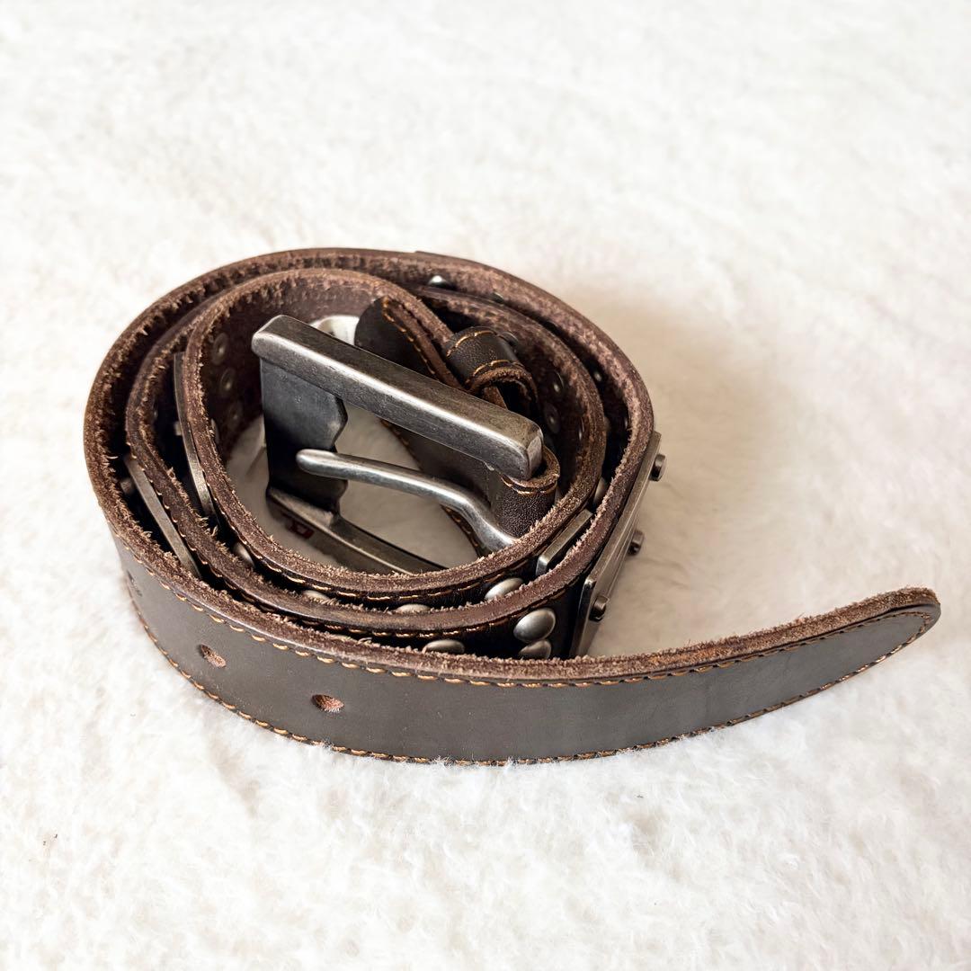 5839 【希少】 ディーゼル DIESEL スタッズベルト ブラウン Y2K