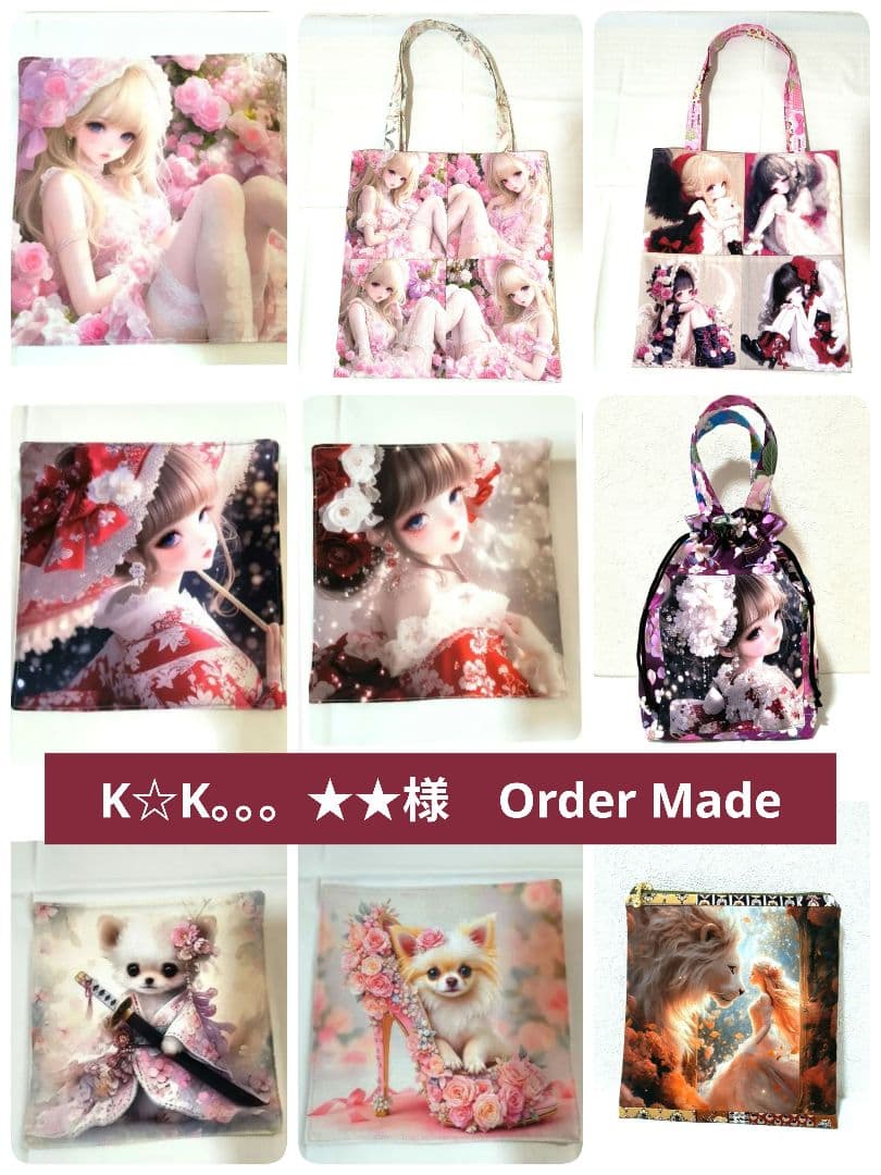 K☆K。。。★★様】ハンドメイドオーダー★女の子★ハンカチ&バッグ　9点