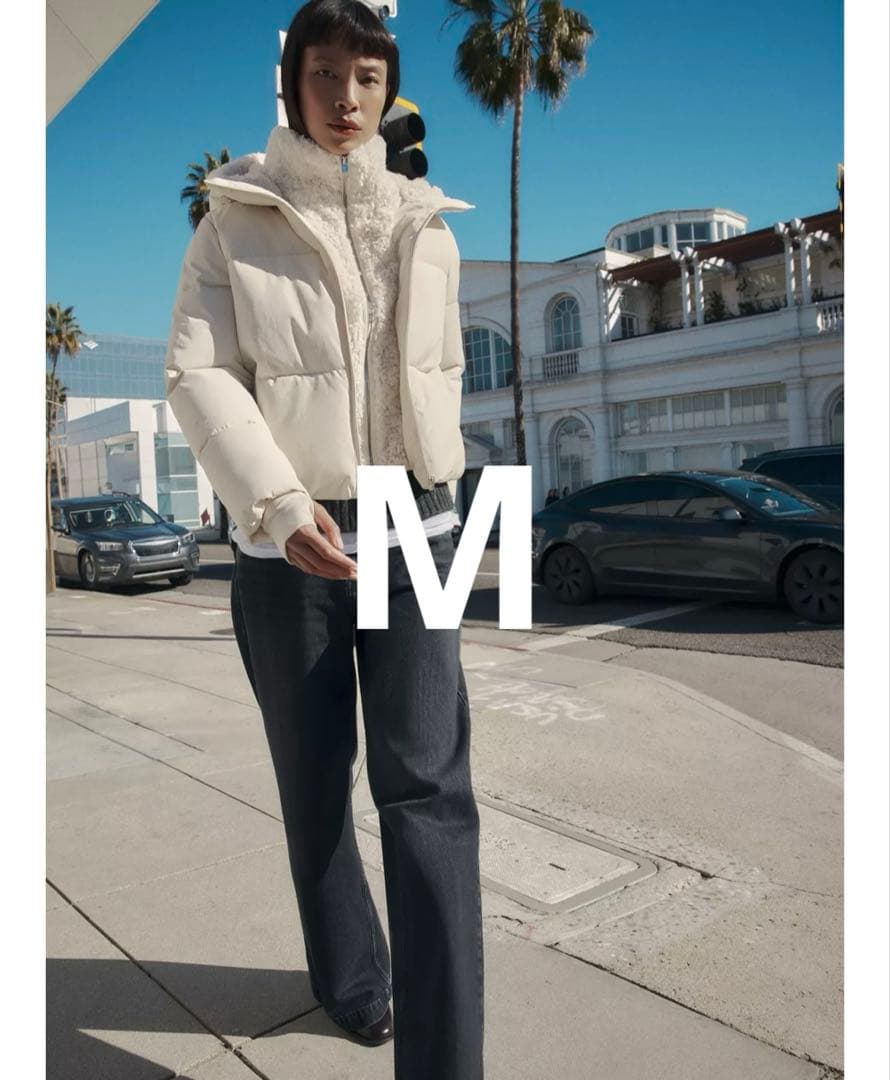 新品　ZARA フェイクシープスキンフード付き撥水ウィンドブレーカーアノラック