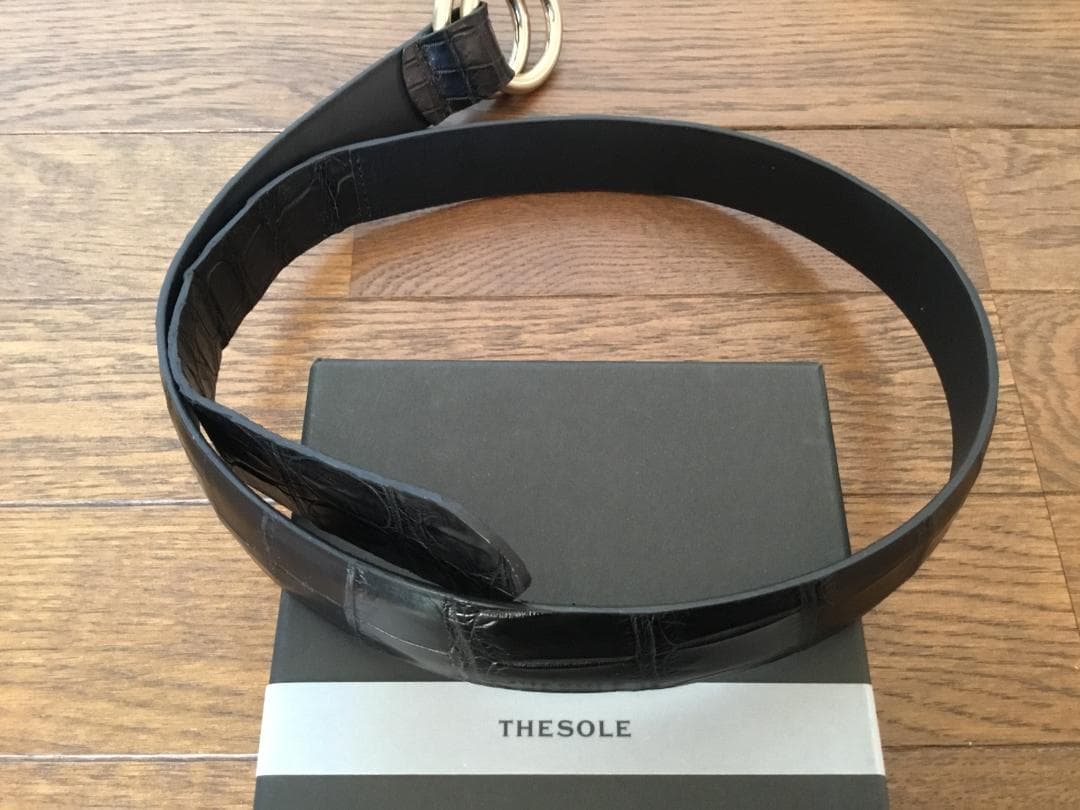 【試着のみ】THE SOLE クロコダイルダブルリングベルト 黒85