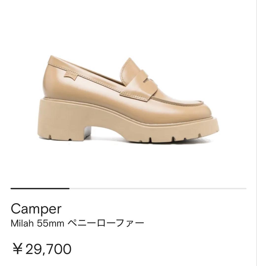 美品！CAMPER カンペール＊MILAH レザーヒールローファー キャメル38