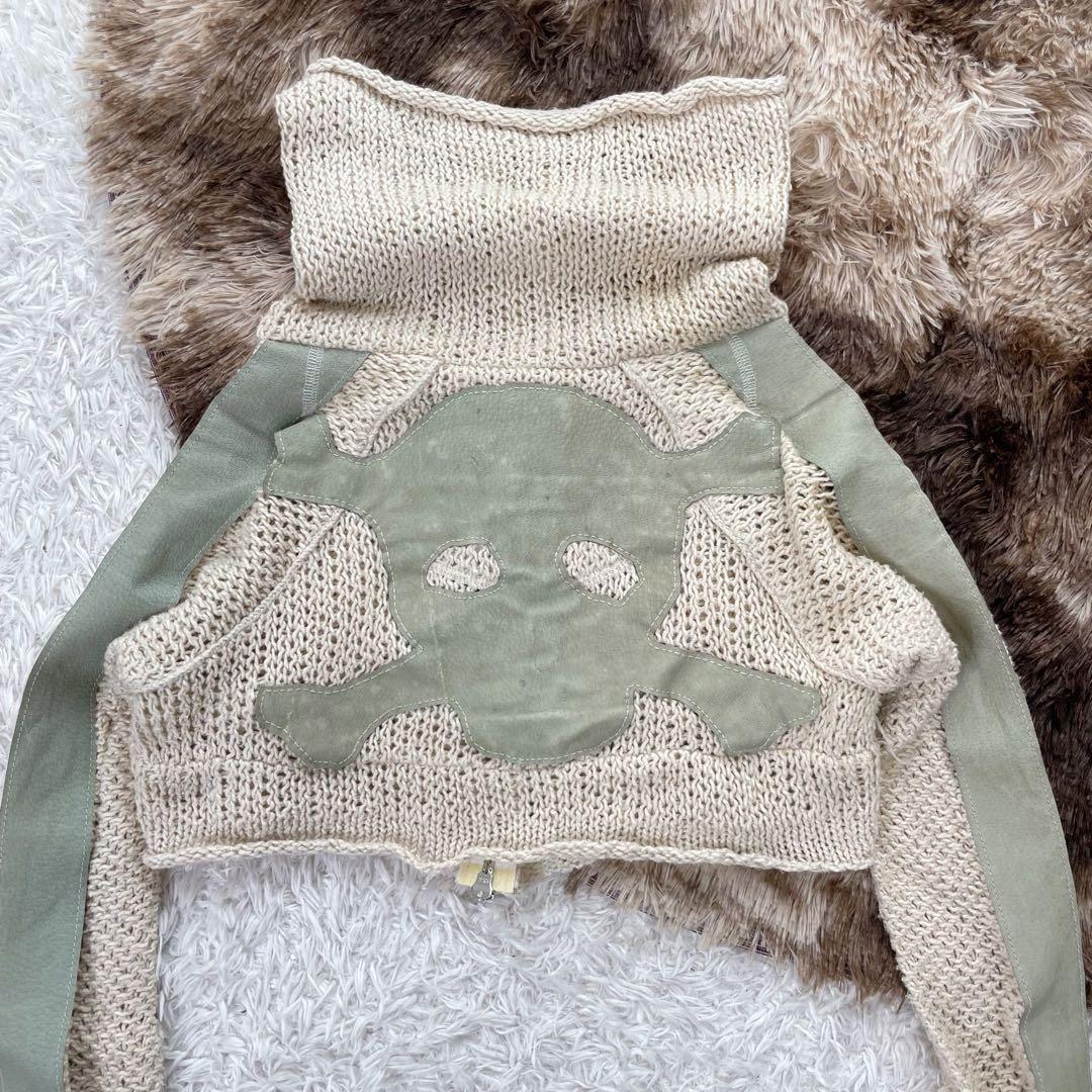 LGB スカルパッチ　ニット　カーディガン　パーカー ショート丈