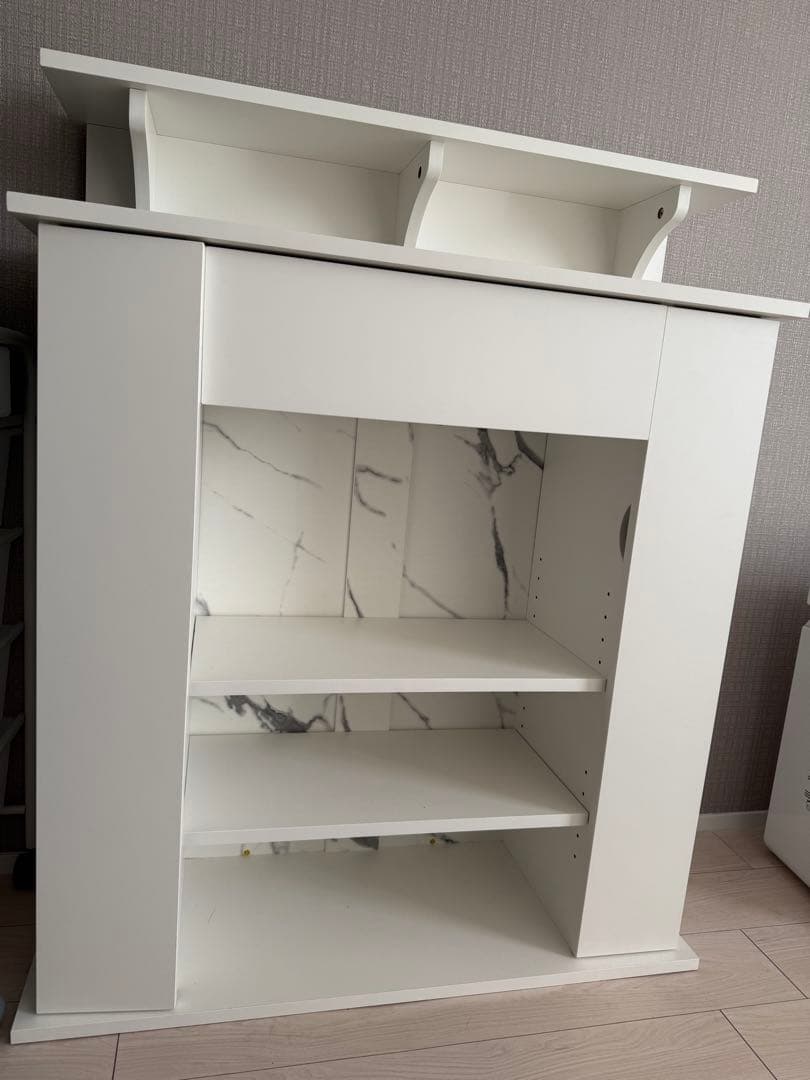 ホワイトオープンシェルフ 引き出し付き