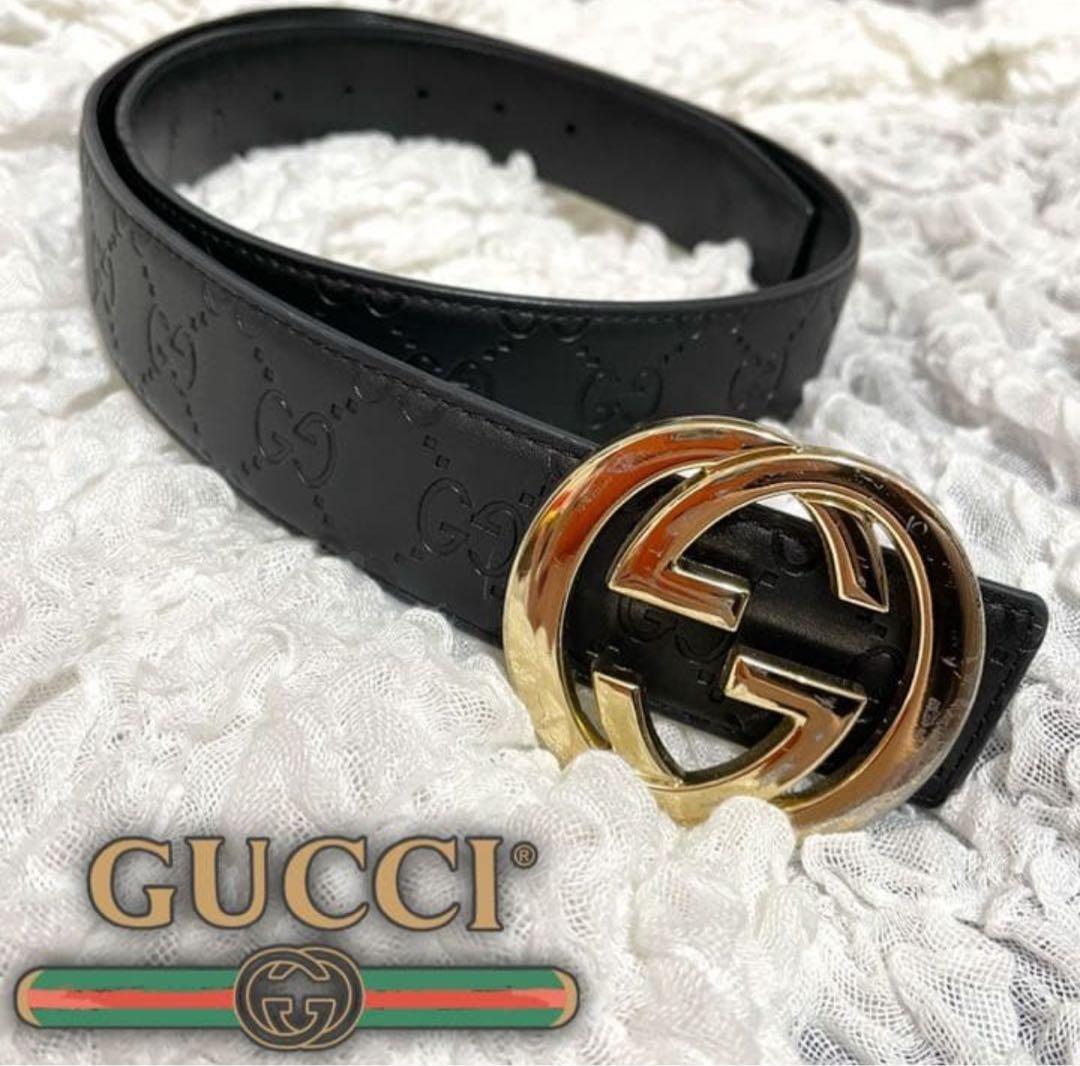 GUCCI ブラック レザー ベルト