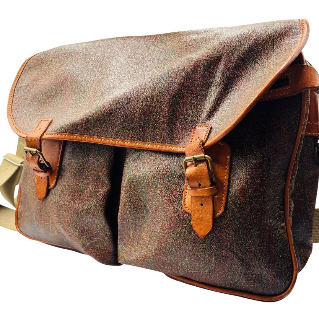 希少エトロ メッセンジャーバッグ ペイズリー 大容量 特大 肩掛け クロスボディ