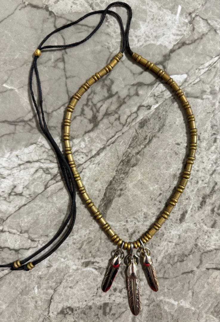 SILVER 925 ゴールド 金フェザー ペンダントネックレス