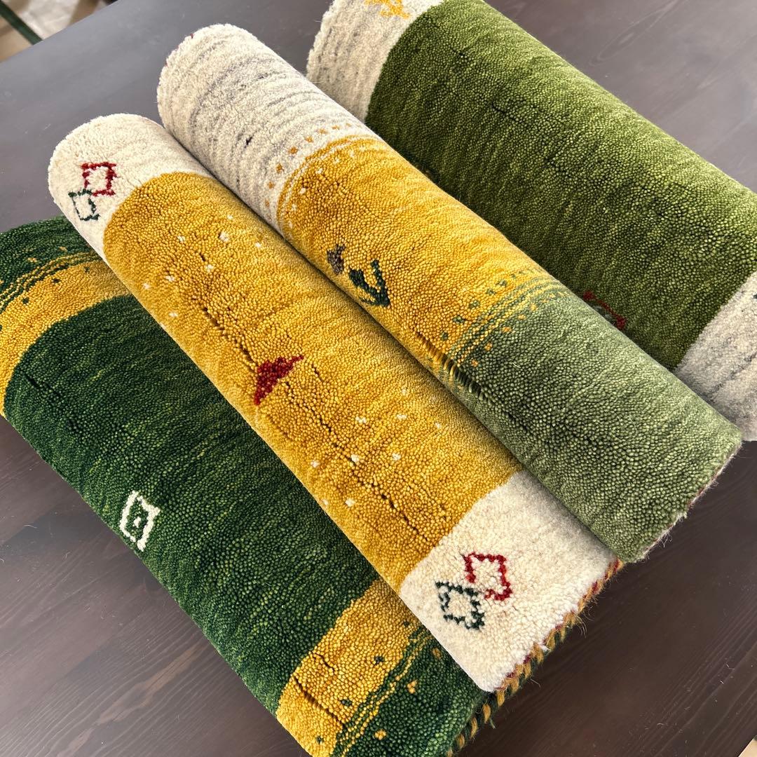 新品☆インドギャべ チェアマット 座布団 40×40cm 4枚組 ミニギャベ