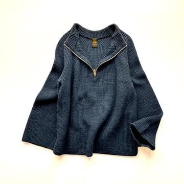 極美品　バトナー ニットプルオーバー ハーフジップ SHARE PARK 紺