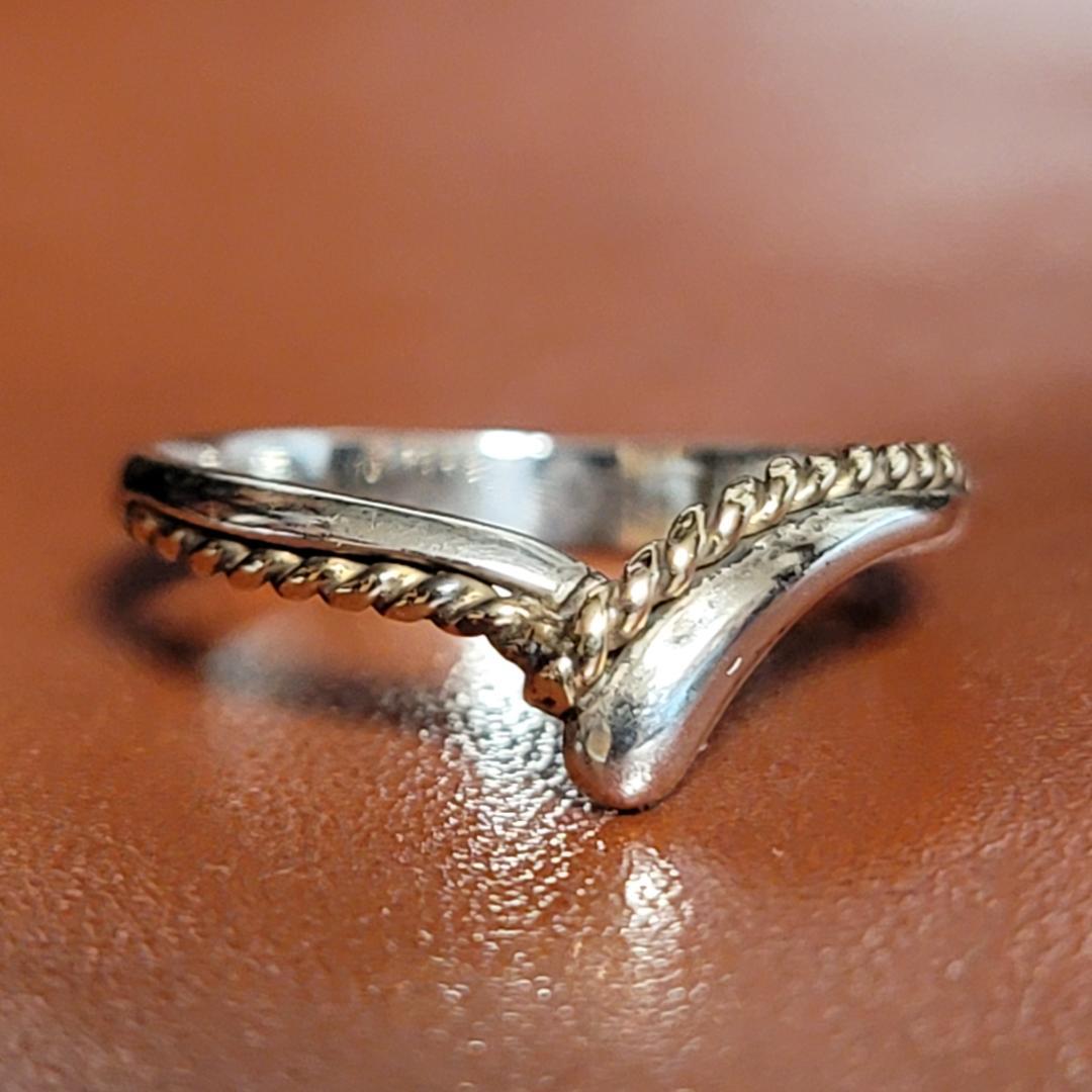 ビンテージ品 K18 シルバー925 ツイスト コンビリング ゴールド