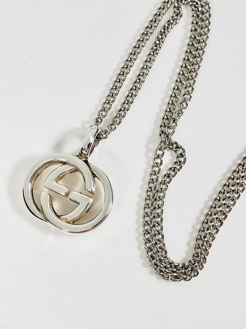 【超美品】GUCCI ネックレス トップ925＋社外チェーン 男女兼用