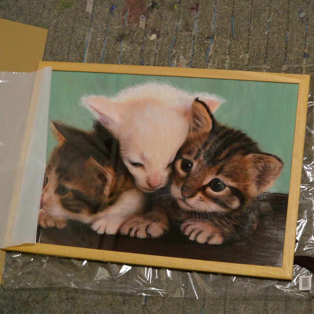アクリル画　仲良し仔猫　Ａ２