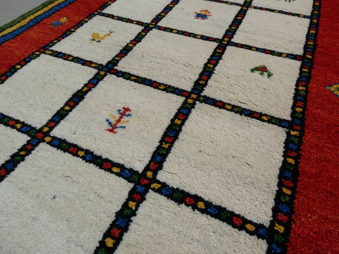 タイムセール　　169×93cm　ギャッベ　ペルシャ絨毯　手織り