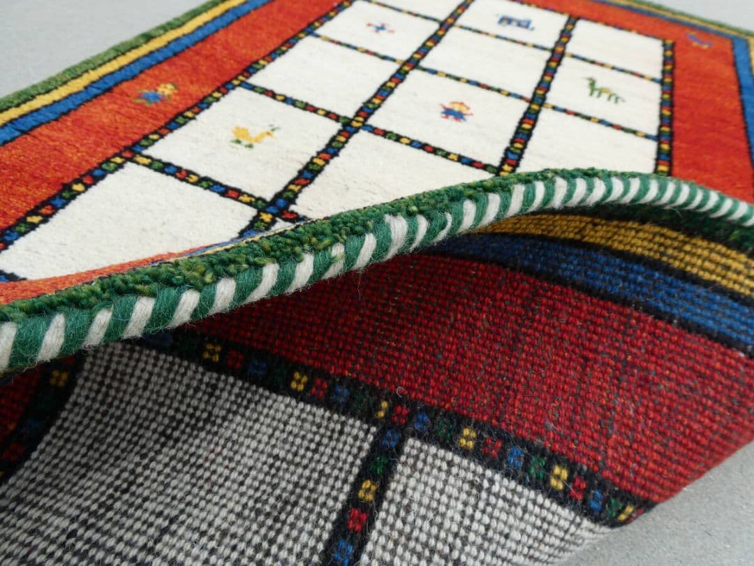 タイムセール　　169×93cm　ギャッベ　ペルシャ絨毯　手織り