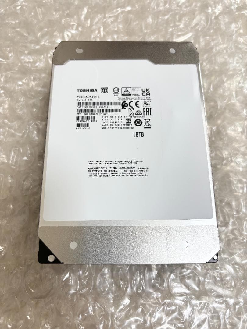 ジャンク品　TOSHIBA 18TB 内蔵型ハードディスクドライブ