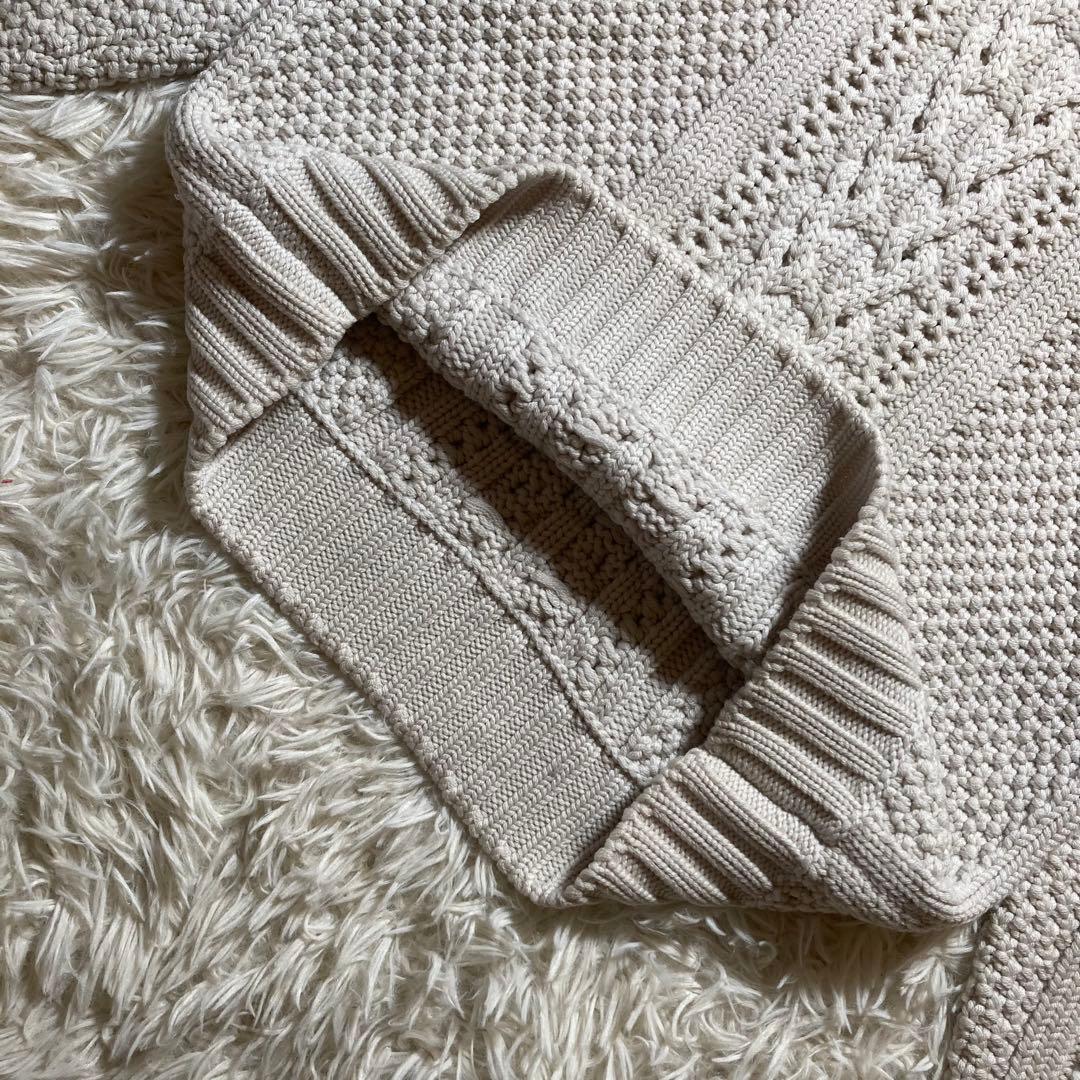 ジルサンダー タートルネック ケーブルニット セーター ベージュ M