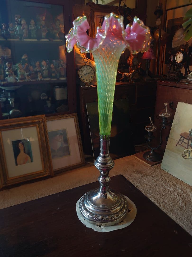 「売約済」フランス1890s'ヴィクトリアンクランベリー ヴァセリンSP花器