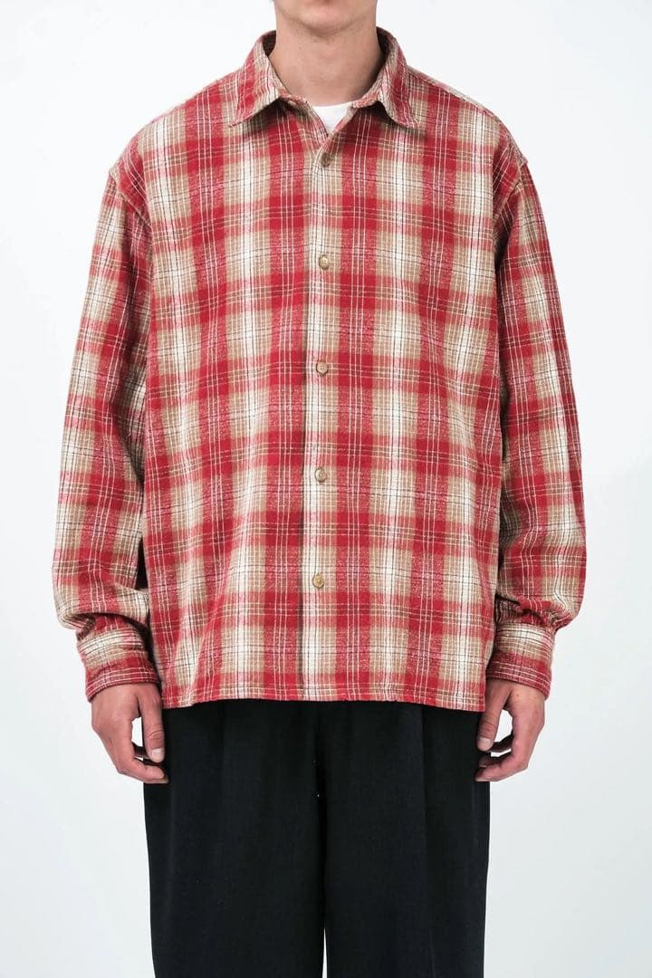 【サイズ1】新品 A.PRESSE ネルシャツ シルク レッド