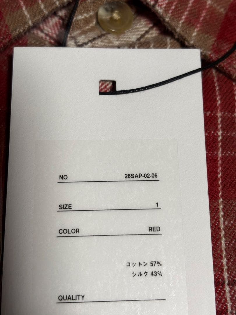 【サイズ1】新品 A.PRESSE ネルシャツ シルク レッド