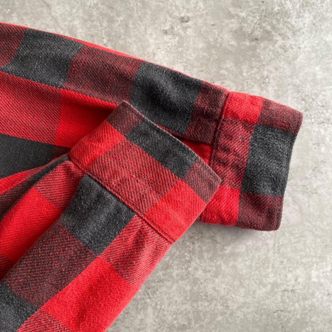 好配色70sファイブブラザーFIVE BROTHERネルシャツUSA製XL赤×黒