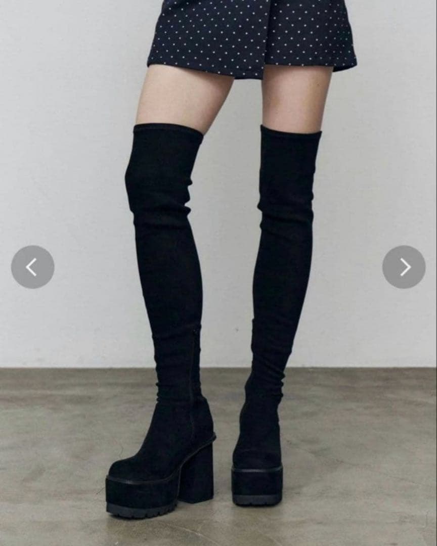 EMODA 黒 ニーハイブーツ プラットフォームヒール