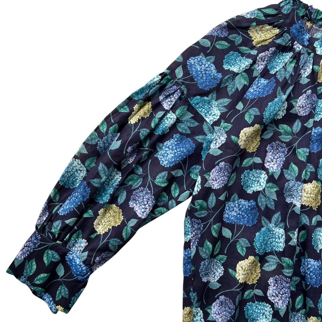 新品　Blue fronce ✕ liberty　紫陽花柄ブラウス　38