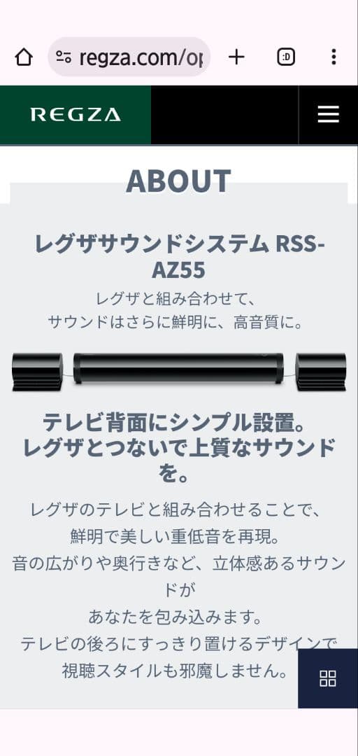 東芝　TOSHIBA REGZA サウンドシステム RSS-AZ55