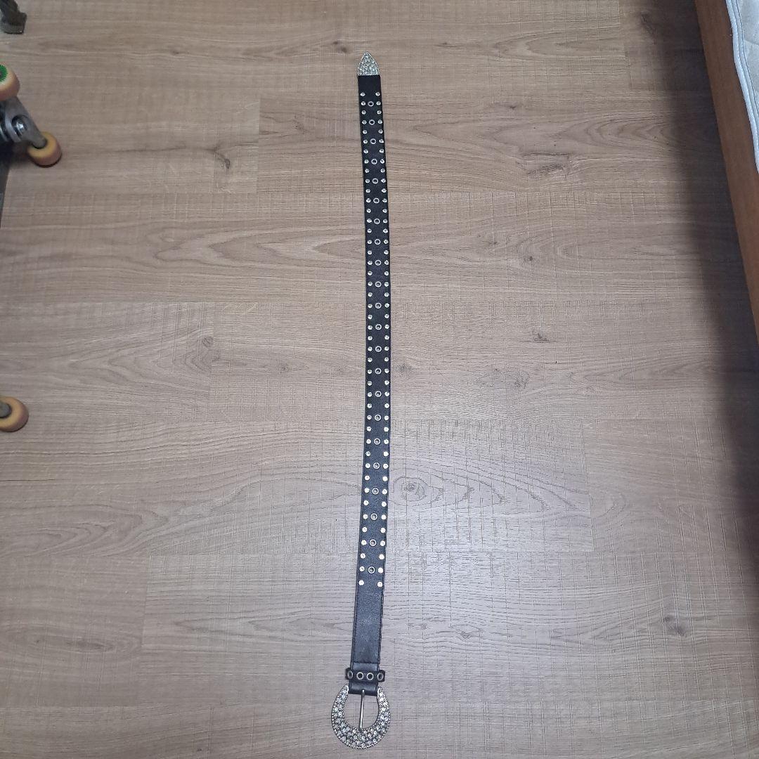 future archive ベルト黒 レザー スタッズ付き ベルトストーン装飾