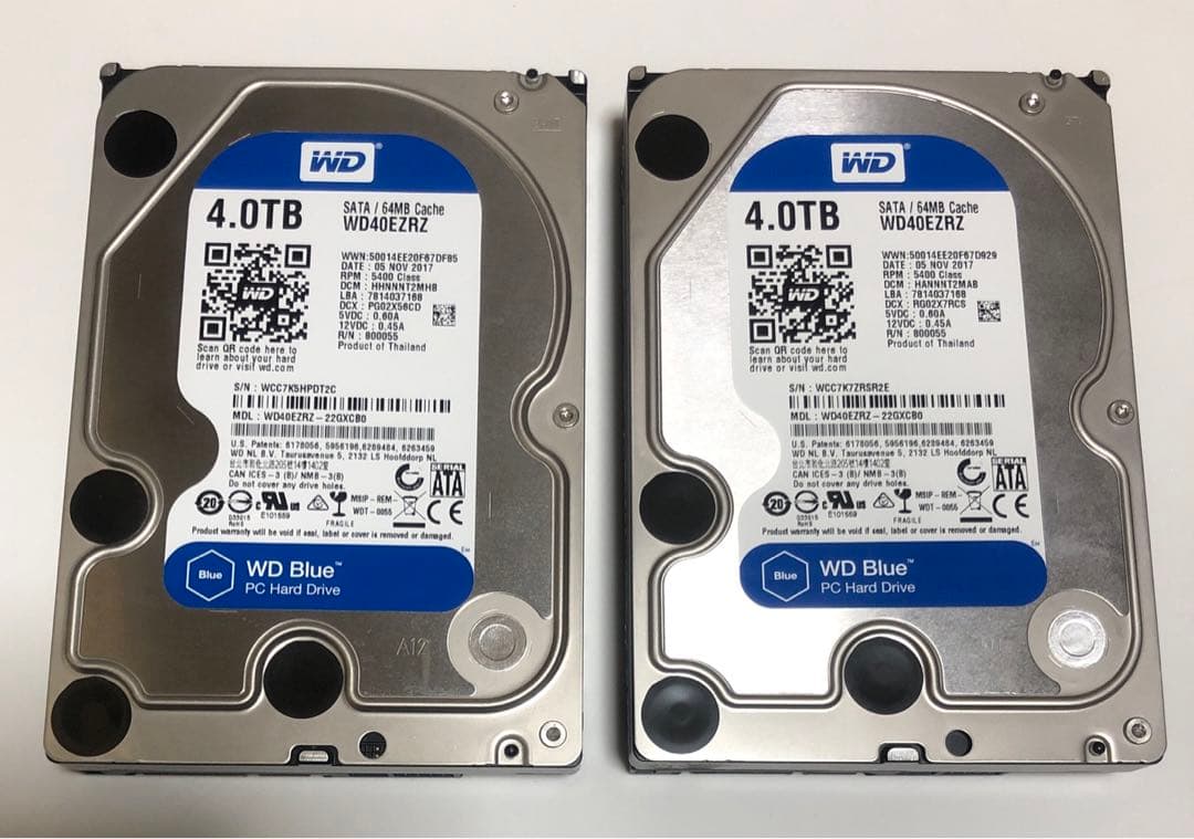 WD Blue 4TB ハードディスクドライブ　2個