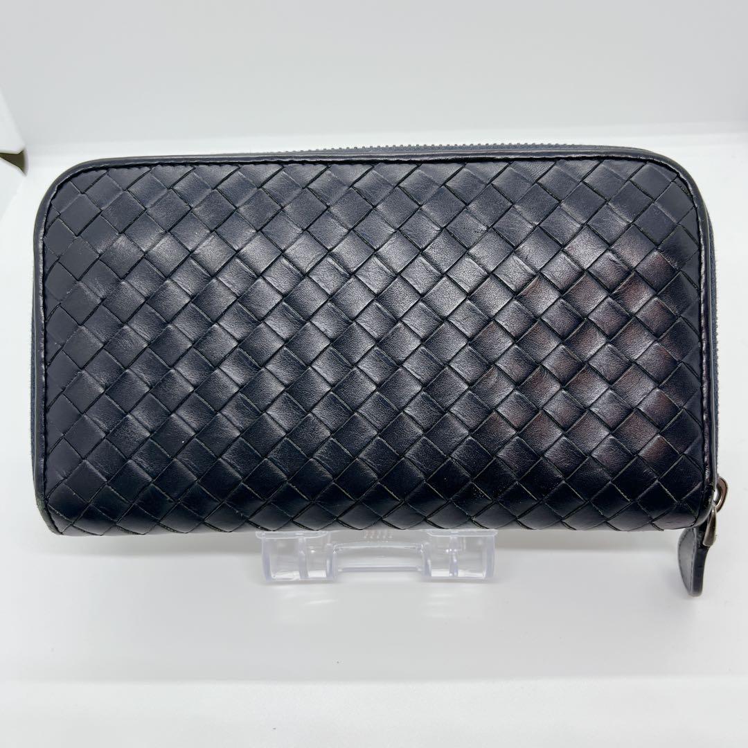 【美品】Bottega Veneta ネイビー イントレチャート 長財布