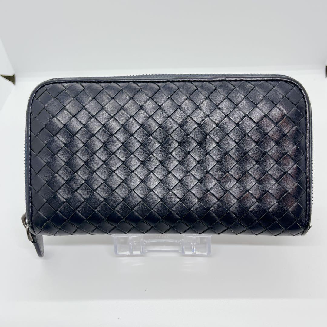 【美品】Bottega Veneta ネイビー イントレチャート 長財布
