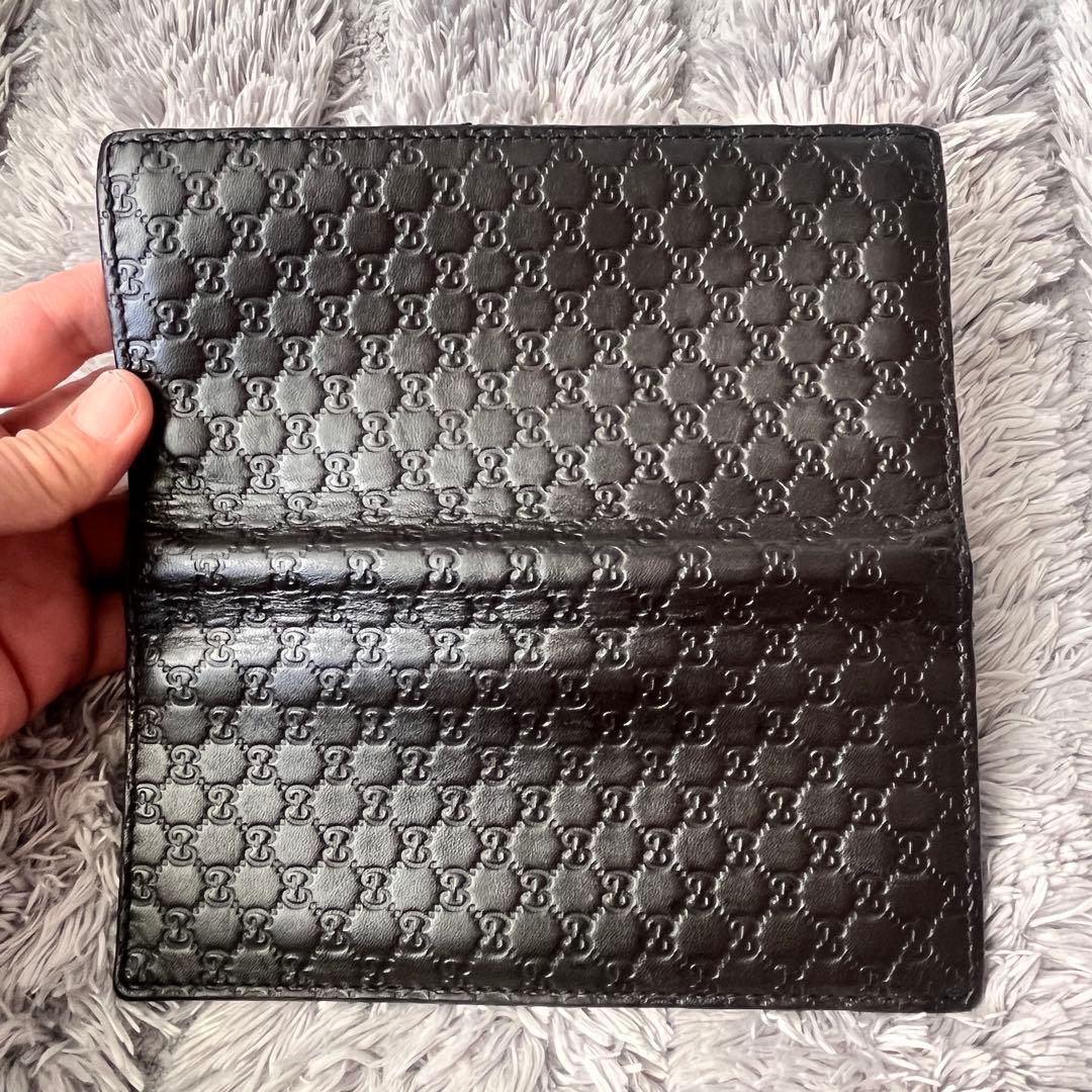 美品✨GUCCI マイクロシマ　折り財布　軽量　ダークブラウン　メンズ