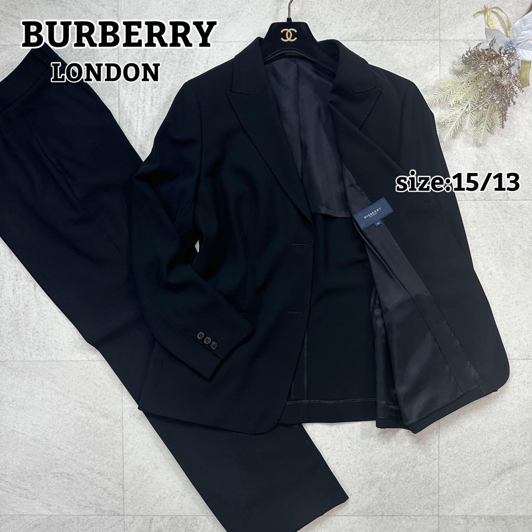 美品 大きいサイズ【バーバリーロンドン】セットアップ スーツ ロゴボタン 黒