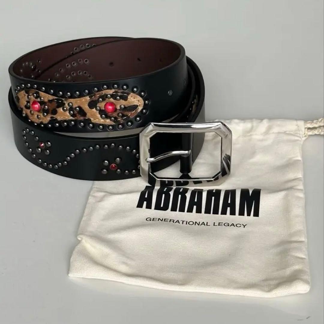 ABRAHAM HTC似　スタッズベルト　レオパード　ブラック