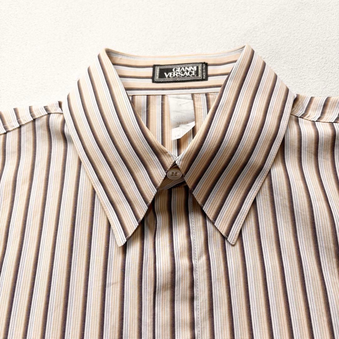 VERSACE イタリア製 ストライプ ロングスリーブシャツ 長袖 L