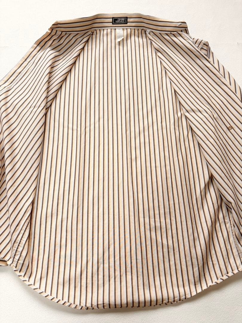 VERSACE イタリア製 ストライプ ロングスリーブシャツ 長袖 L