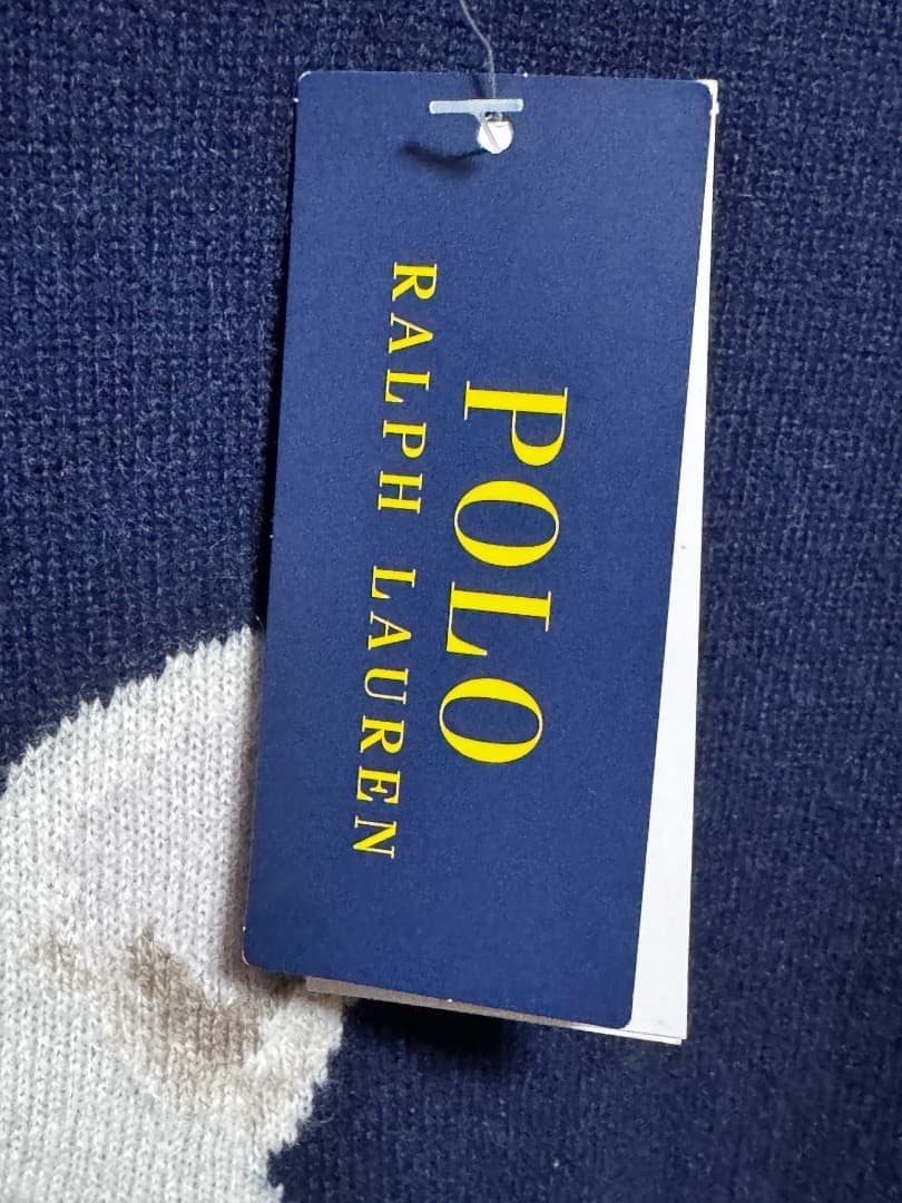 ポロラルフローレン ドッグインターシャ カシミヤセーター サイズM 新品 紺色