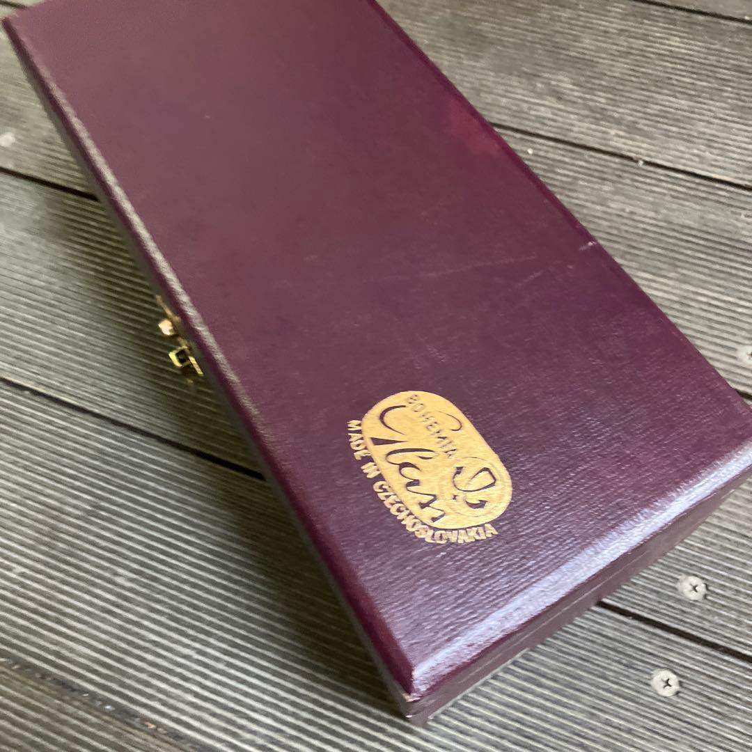 Bohemia ボヘミアガラス パネル花瓶　金彩 レリーフ フラワーベース