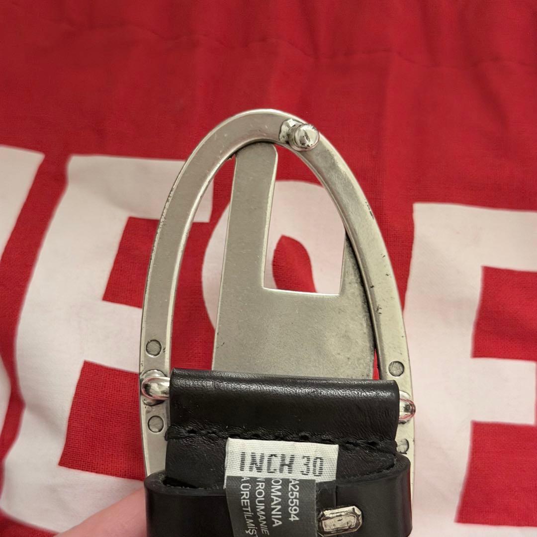 DIESEL 黒レザーベルト 楕円バックル 正規品