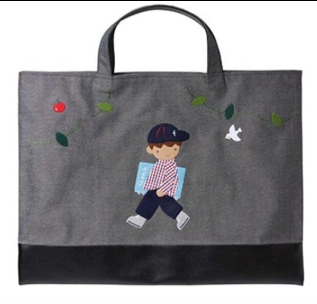 未使用　ファミリア　手刺繍　デニムバッグ　ブラック