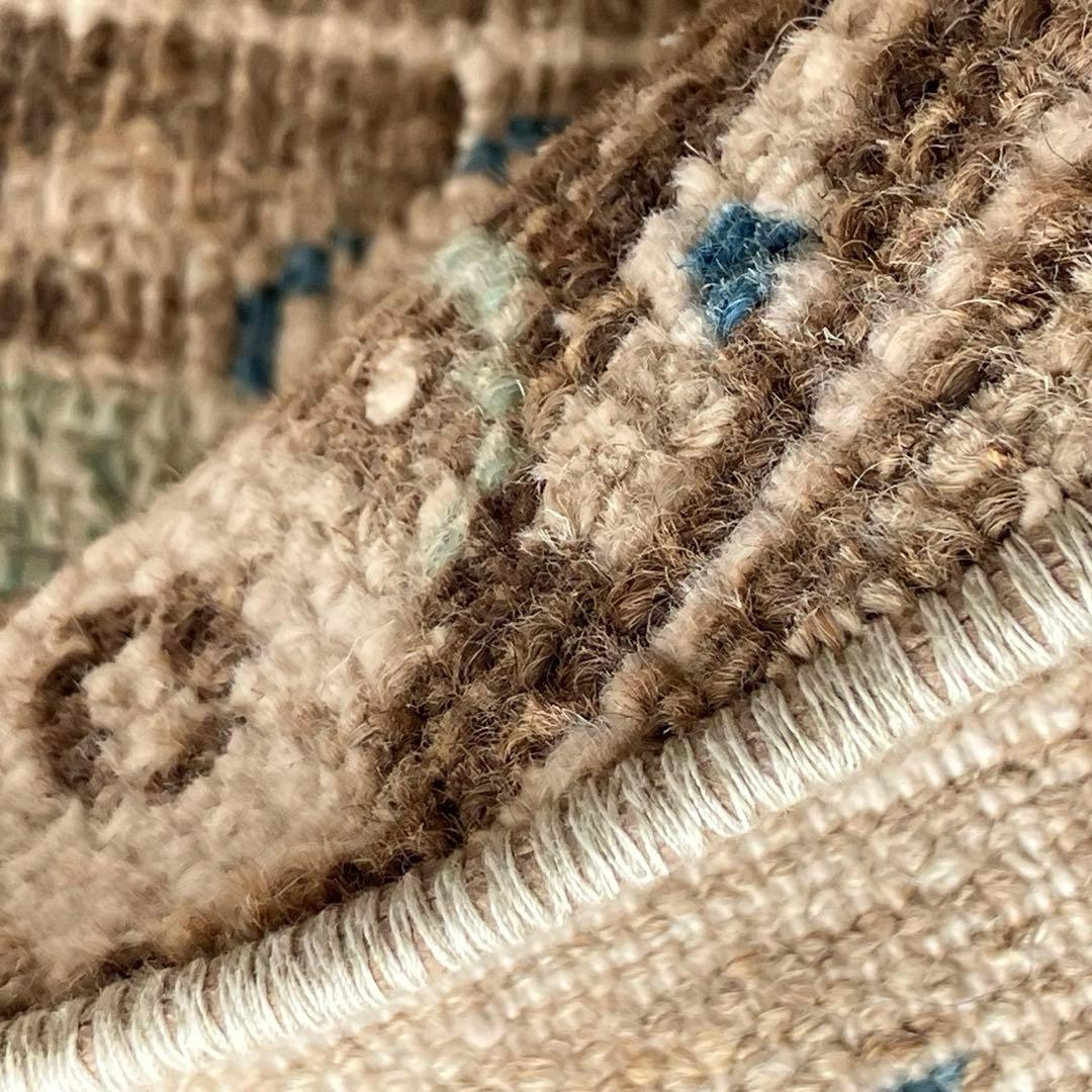 75×88✳︎楕円ラウンド　ブラウン　ブルー　パッチワーク　トルコヴィンテージラグ