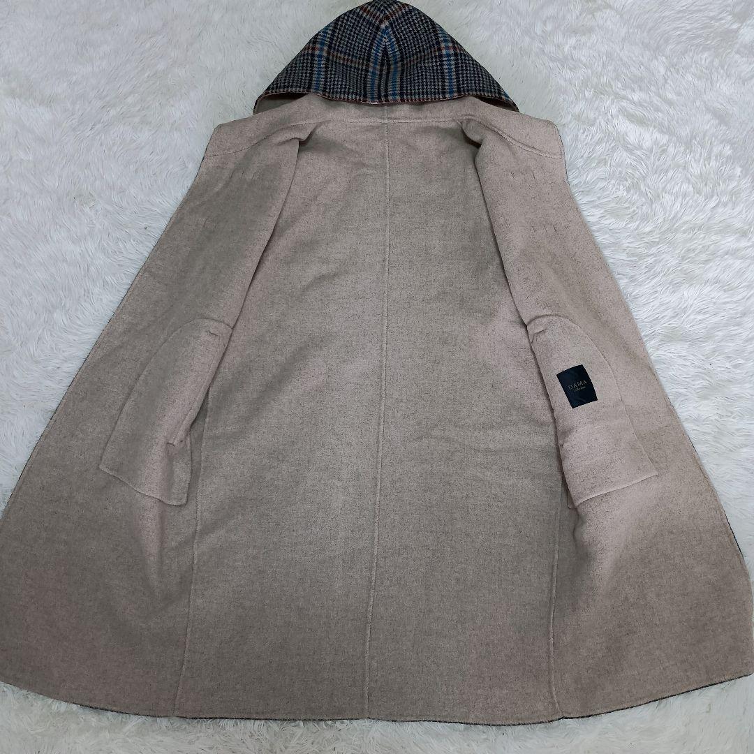 新品タグ付　ダーマコレクション　チェック柄ダッフルコート フード付き　フリース