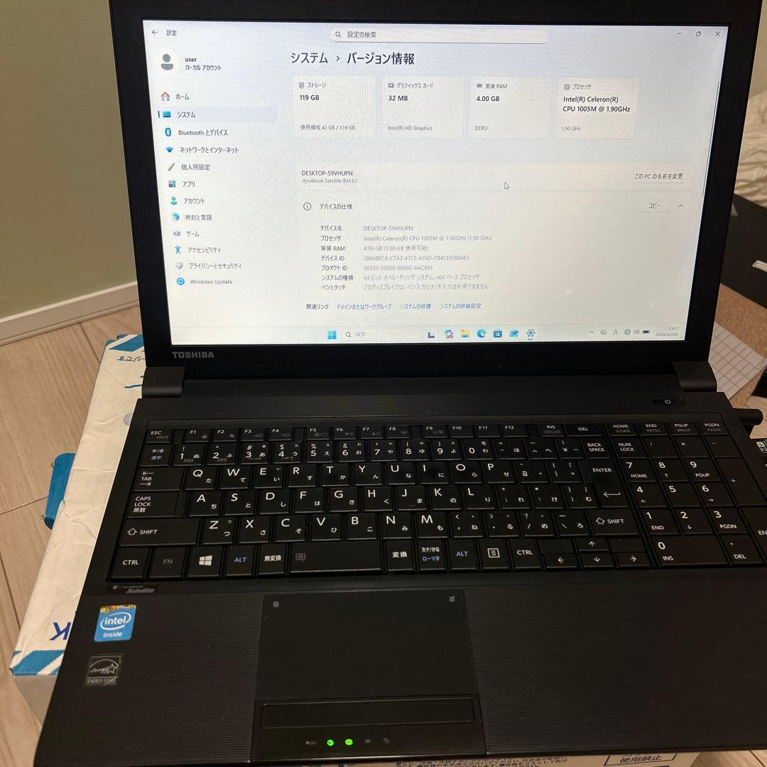Toshiba ノートPC Windows 11 Pro