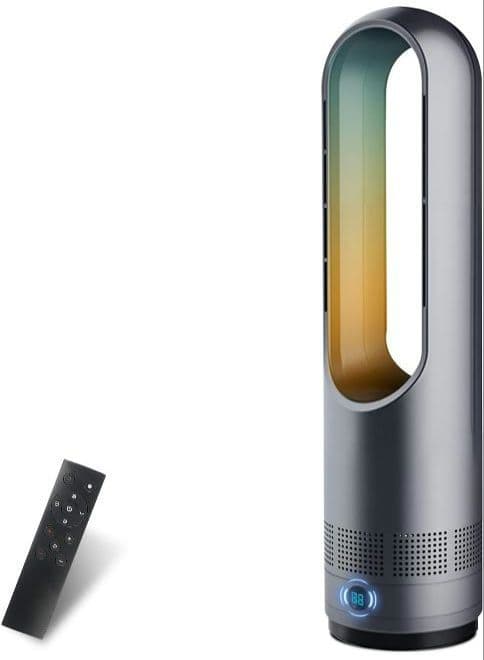 極美品★羽根なしタワーファン 冷暖兼用 1台2役 転倒保護 速暖 省エネ グレー