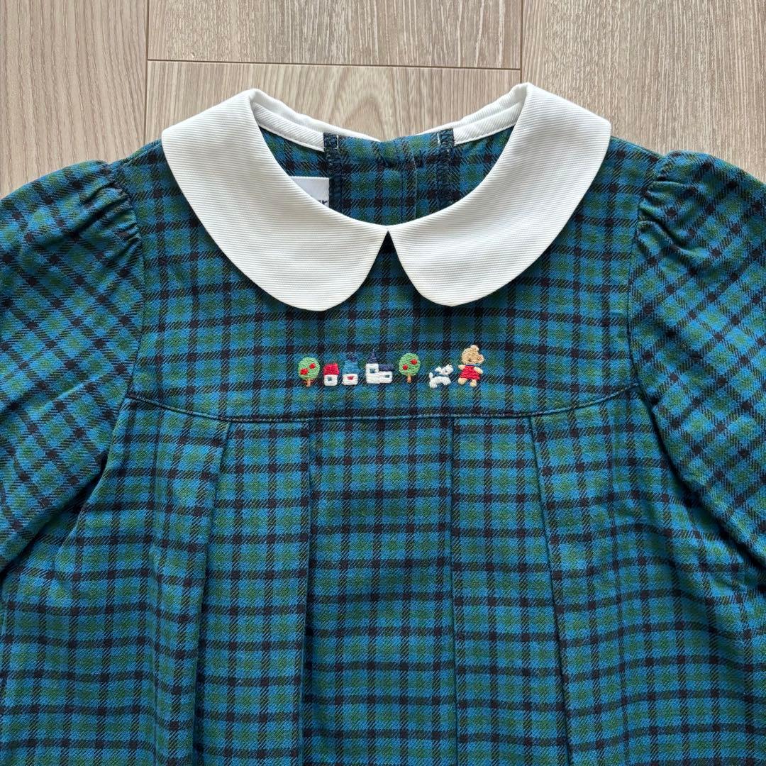 familiar ファミリア　ワンピース　90 現行品　青チェック　XB