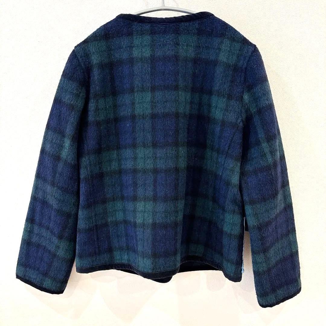 OLLEBOREBLA チェック柄 ダッフルコート風 ウール混 ジャケット