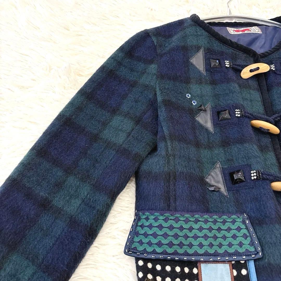 OLLEBOREBLA チェック柄 ダッフルコート風 ウール混 ジャケット